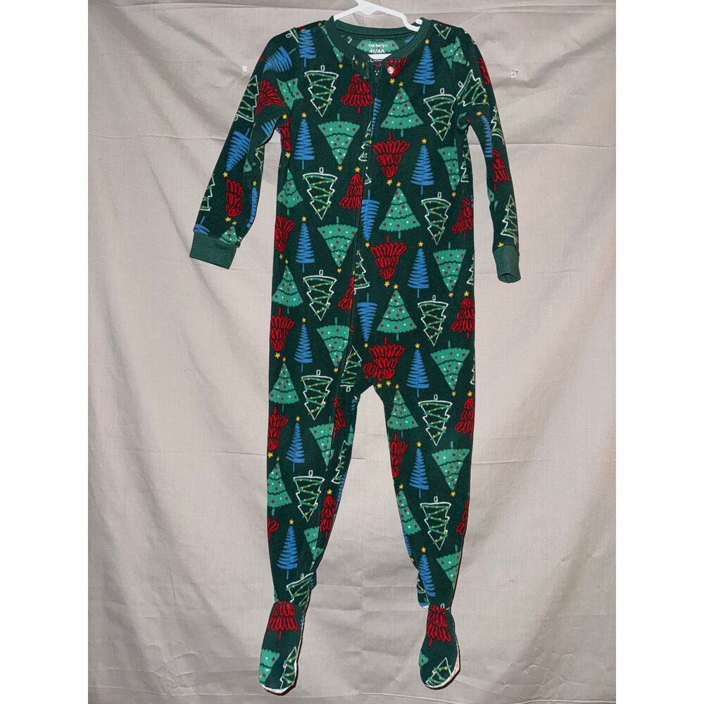 Carter’s Toddler Christmas Tree Fleece Footed Pajamas Green, Size 4T - Picture 6 of 6